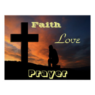 Pôster Fé Amor Cruz Oração Cristianismo Paz Destino