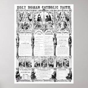Poster Fé católico romano santamente preta/branca
