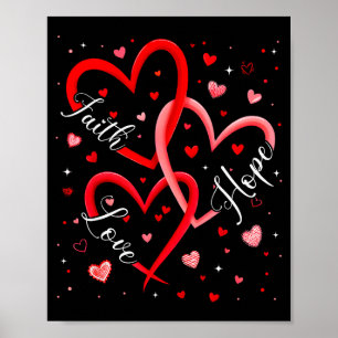 Poster Fé Cristã Esperança Amor Corações Religiosos Valen