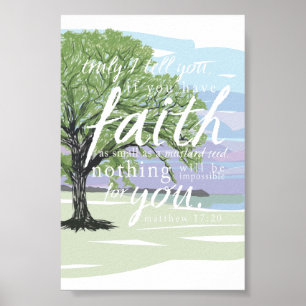 Poster Fé de Sementes de Mostarda Matthew 17:20 Verso de