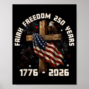 Poster Fé Dom 250 Anos Bandeira Cristã Homens Mulheres Cr