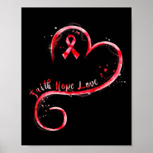Poster Fé Esperança Amor Fita Burgundy Aneurisma Cerebral