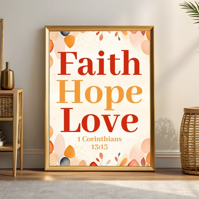 Poster Fé, esperança e amor, Boho Christian Wall Art (Criador carregado)