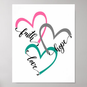 Poster Fé Esperança E Amor Coração Cristão Páscoa Cristo