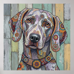 Poster Fé Fiel em Technicolor: Arte Canina com Padrões In