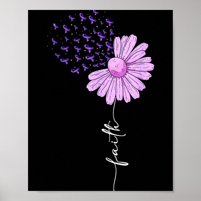 Poster Fé - Fita Roxa Conscientização Alzheimer Margarida (Frente)
