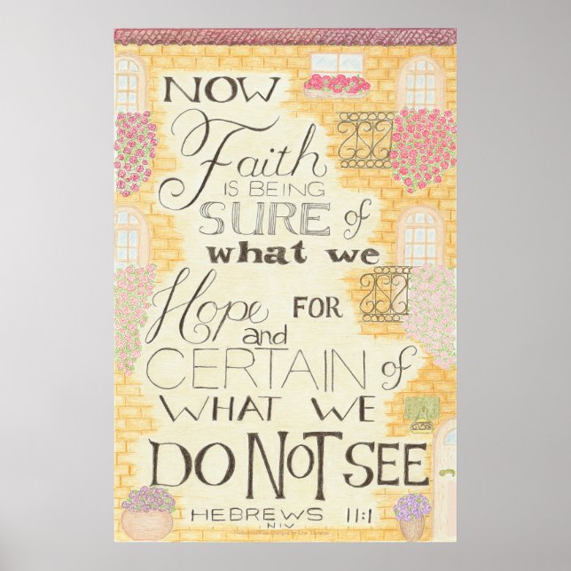Poster Fé - Hebreus 11:1 Arte de Parede (Frente)