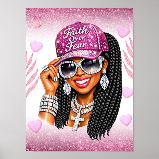 Poster Fé Rosa Sobre Medo (Frente)