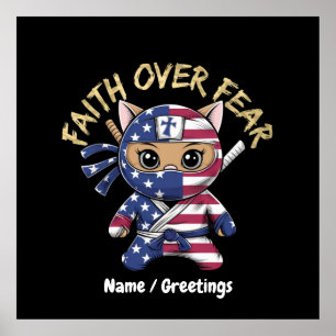 Poster Fé sobre medo cristão inspirador personalizado