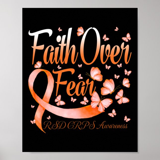 Poster Fé Sobre Medo Rsd Crps Awarness Borboleta (Frente)