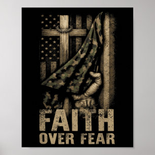 Poster Fé Sobre o Medo Bandeira EUA Orgulho América Crist
