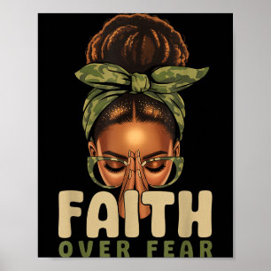Poster Fé Sobre o Medo Camuflagem Cristã Afro-Americana