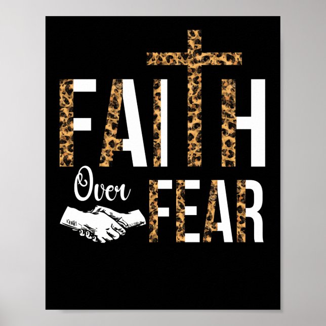 Poster Fé Sobre o Medo Letras Cristãs Faith Cross (Frente)