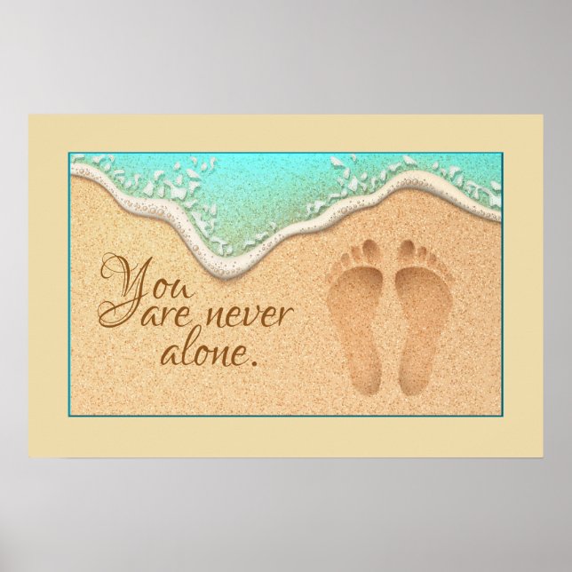 Poster Fé Um Conjunto de Pegadas na Areia (Frente)