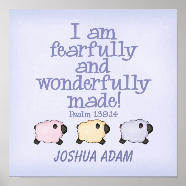 Pôster Fearfully and Wonderfully Made 12x12 Print - Blue (Frente)