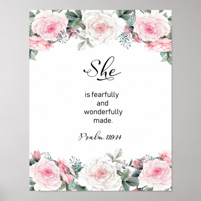 Poster Fearfully And Wonderfully Made, Scripture, Bible  (Frente)