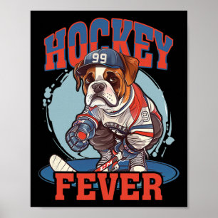 Poster Febre de Hóquei, Um Cachorro Boxer em Estilo Carto