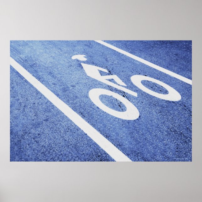 Pôster Fechamento de um sinal de bicicleta na estrada (Frente)