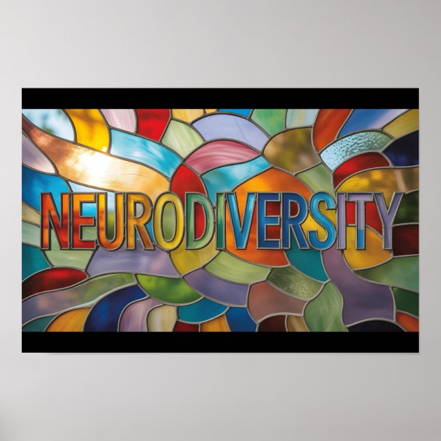 Poster Feche o vidro manchado com neurodiversidade na chu (Frente)