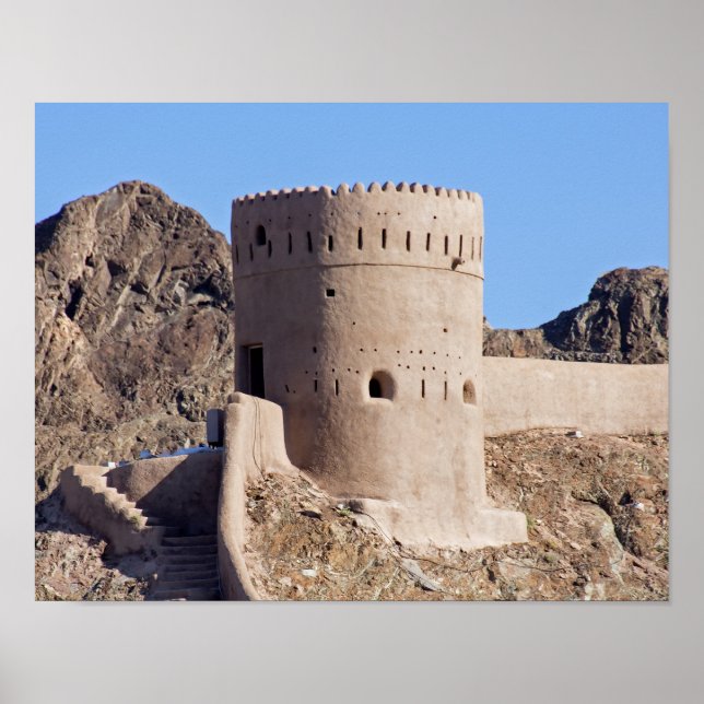 Poster Feche uma torre de relógio em Muscat (Frente)