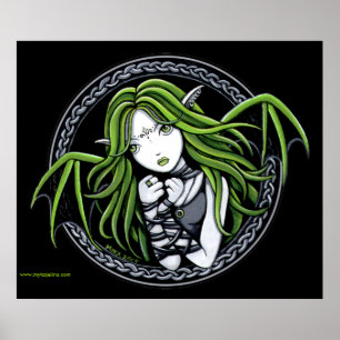 Poster feericamente da arte do bastão verde góti