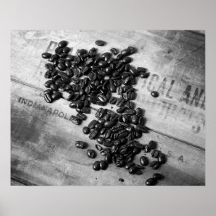 Poster Feijões de café preto e branco em uma taxa antiga