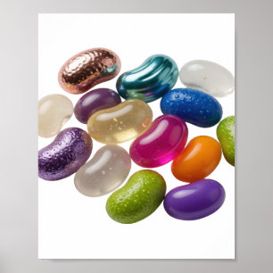Poster Feijões de gelatina coloridos prateados em fundo p