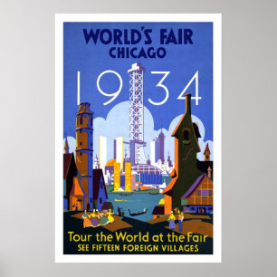Poster Feira de mundos Chicago do Poster-Vintage 1934