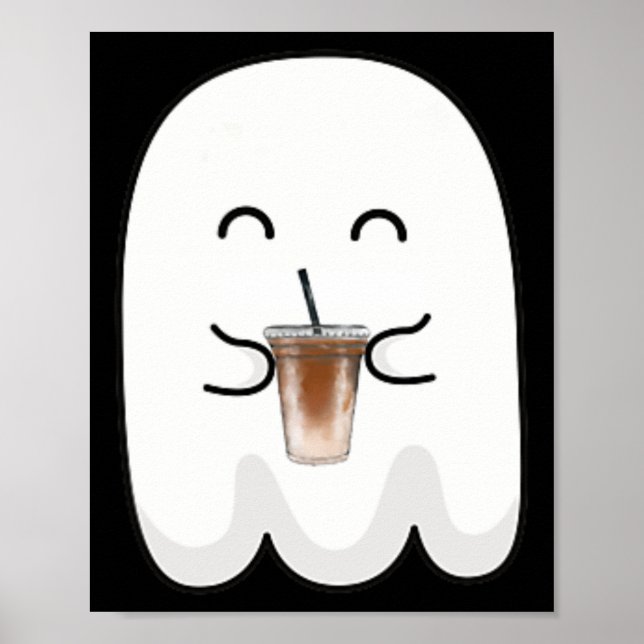 Poster Feira de Spooky, Cute, Pequeno Ghost, Café Hallowa (Frente)