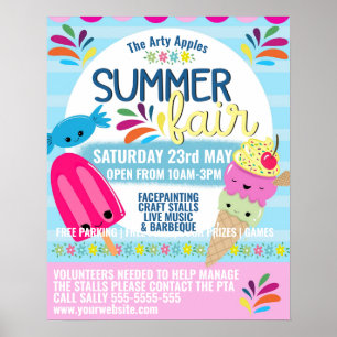 Poster feira de Verão PTO da escola Feira de Verão Folh