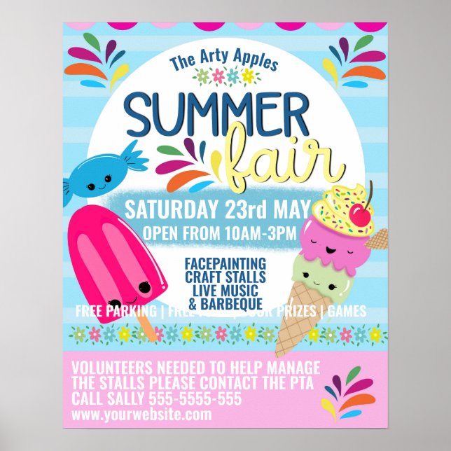 Poster Feira de Verão PTO da escola Frota de Verão (Frente)