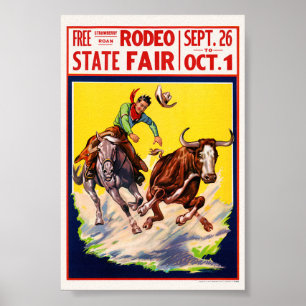 Poster Feira Estadual Rodea EUA Cartaz Vintage Restaurado