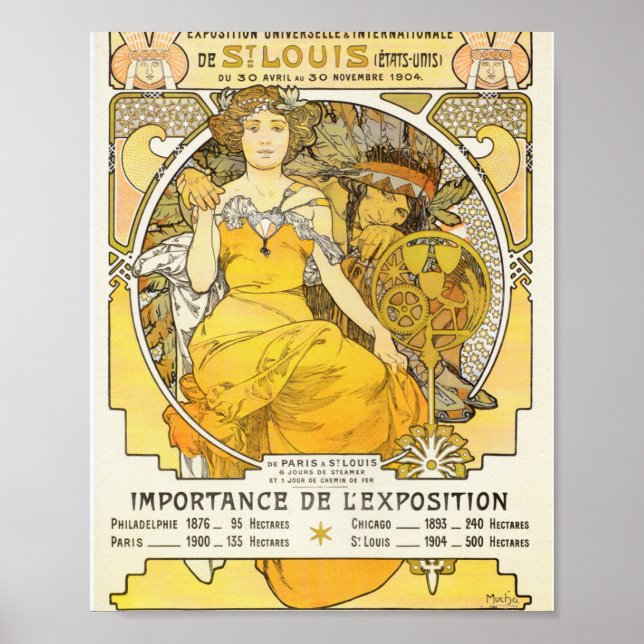 Poster Feira Mundial de 1904 por Alphonse Mucha (Frente)