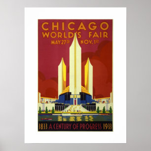 Pôster Feira Mundial de Chicago Século De Progresso 1833-