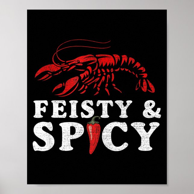 Poster Feisty And Scy Funny Crawfish Boil Cute Mardi Gras (Frente)