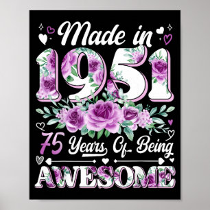 Poster feita em 1951 com 75 anos floral aniversário de 75