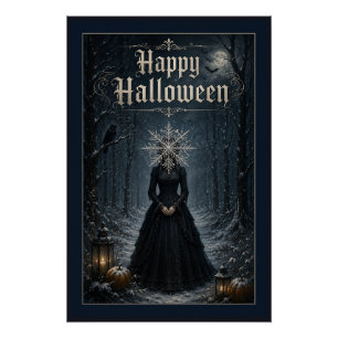 Pôster Feiticeira de Halloween à Meia-Noite Congelada