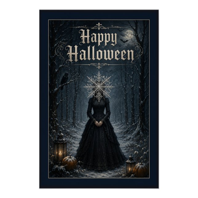 Pôster Feiticeira de Halloween à Meia-Noite Congelada (Frente)