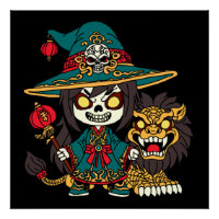 Feiticeira e Leão de Anos novos Chineses Bonitos