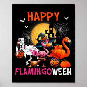 Poster Feiticeira Flamingo, Cor-de-rosa, do Halloween