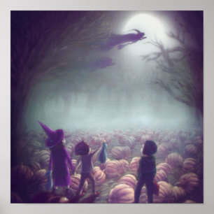 Poster Feiticeiras De Abóbora Voando No Passado Com Truq