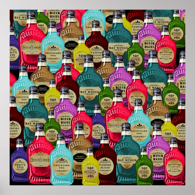 Pôster Feiticeiro Magic Potion Apothecary Tonic Botles (Frente)