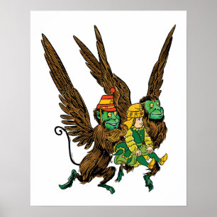 Poster Feiticeiro Vintage de Oz, Dorothy, macacos voadore