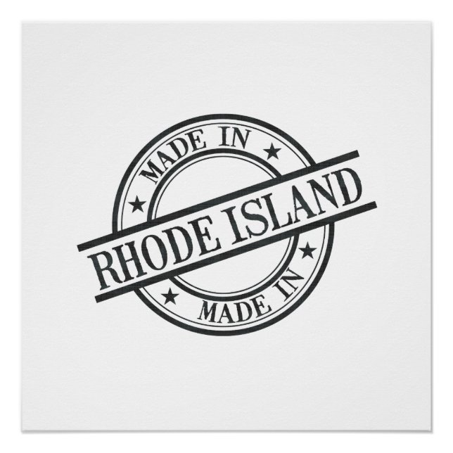 Pôster Feito em Rhode Island Stamp Logo Símbolo de logoti (Frente)