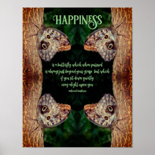 Poster Felicidade Borboleta Marrom Abstrato Inspiration