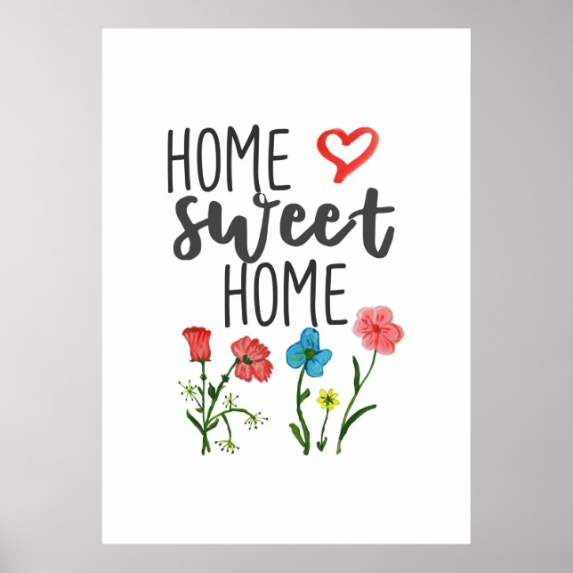 Poster Felicidade Citação Lar Flores De Casa Doces (Frente)