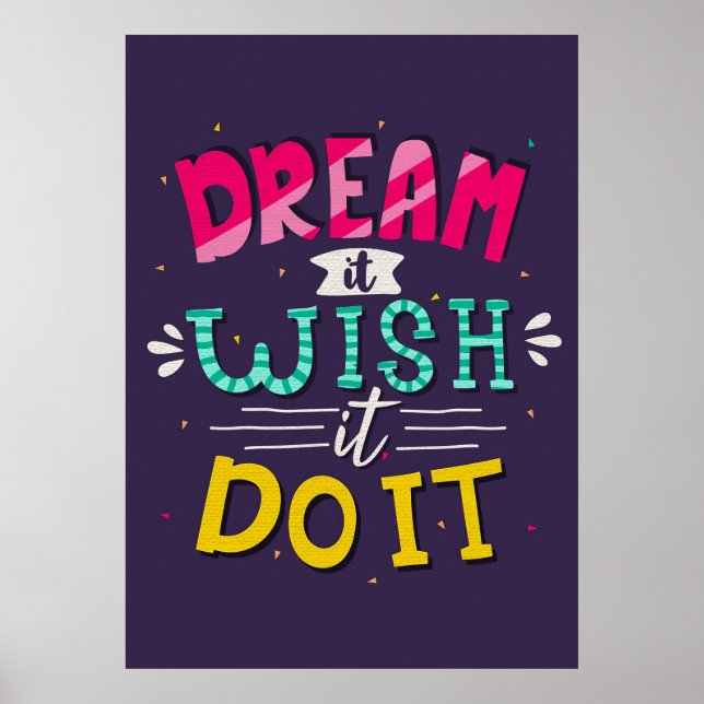 Poster Felicidade Citar Sonho Que Deseje (Frente)