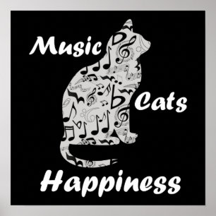Poster Felicidade dos Gatos de Música - Citação de Amante