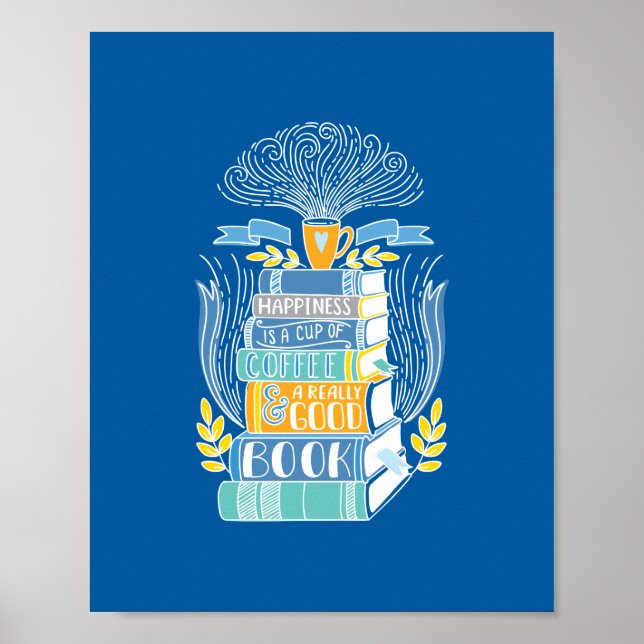 Poster Felicidade é Café e Livros (Frente)