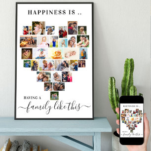 Poster Felicidade é Família como Esta Colagem de Fotos em